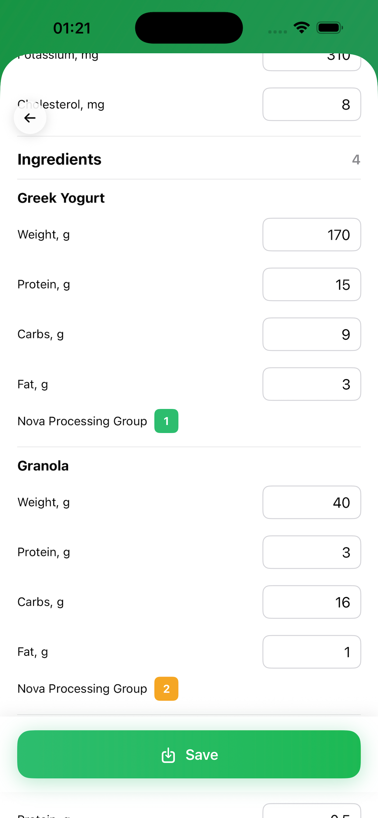 Caltrix app — near-limit day